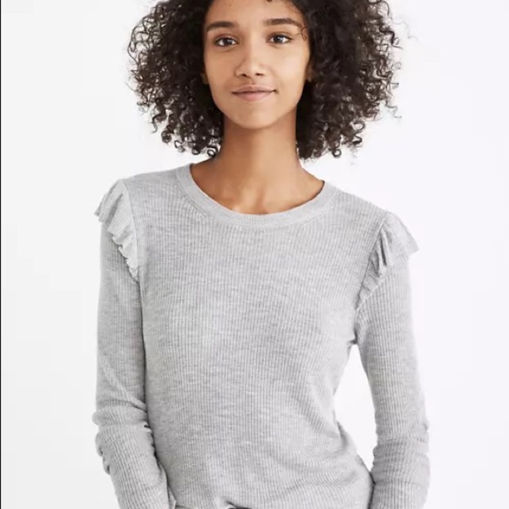 Madewell Ruffle-Sleeve Pullover Sweater
